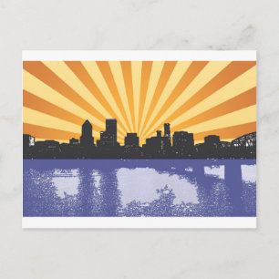 Portland cityscape pop art postcard