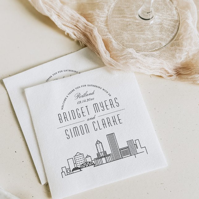 Portland Deco Skyline | Wedding Event Napkins (Creator Uploaded)