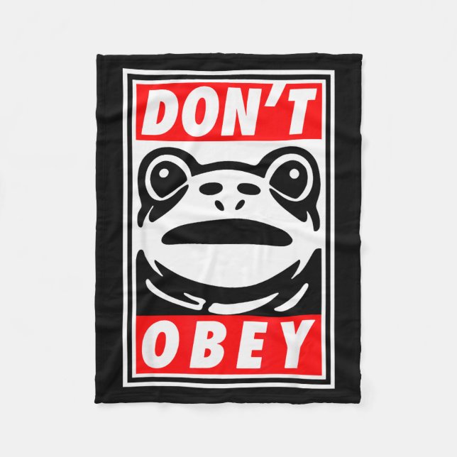 Portland Frog Dont Obey  Fleece Blanket (Front)