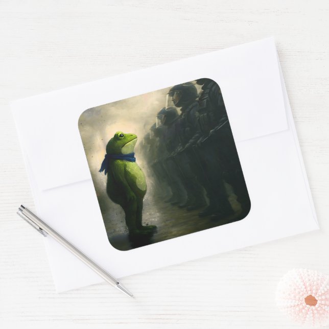Portland Frog Protest Square Sticker (Envelope)