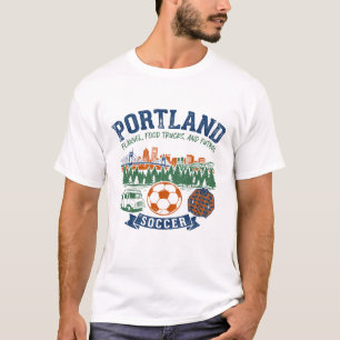 Portland Gameday Flannel Food Trucks Futbol T-Shirt