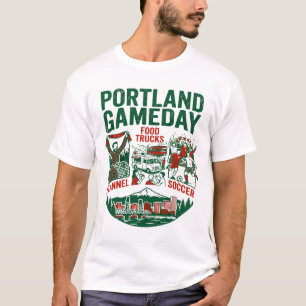 Portland Gameday Flannel Food Trucks Futbol T-Shirt