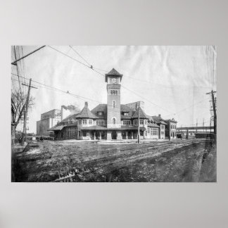Portland Grand Trunk Depot BW Poster