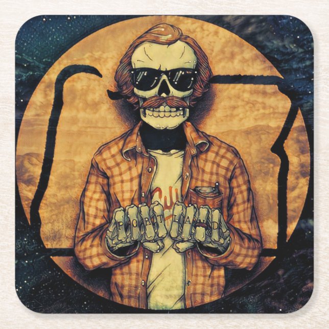Portland Hands Tatts Square Paper Coaster (Front)