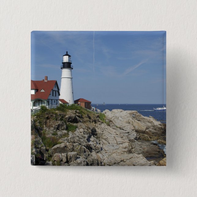 Portland Head Light, Cape Elizabeth,Maine, 15 Cm Square Badge (Front)