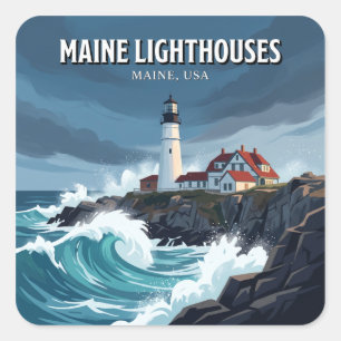 Portland Head Light Cape Elizabeth Maine Square Sticker