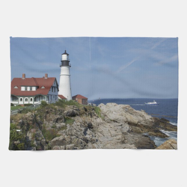 Portland Head Light, Cape Elizabeth,Maine, Tea Towel (Horizontal)