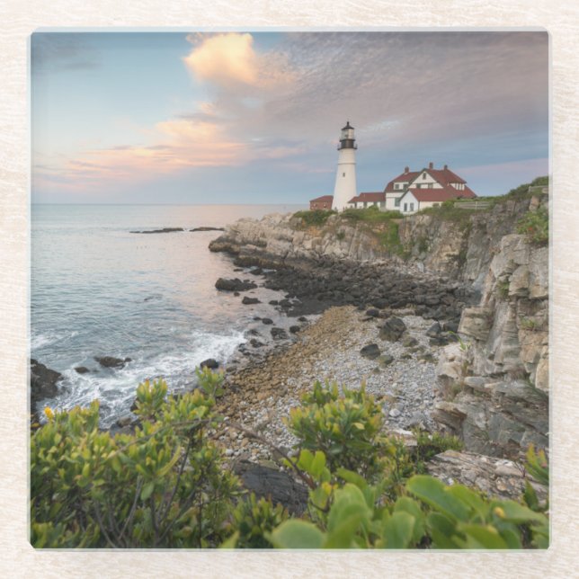 Portland Head Light | Cape Elizabeth, ME Glass Coaster (Front)