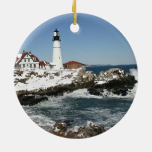 Portland Head Light  Ceramic Tree Decoration