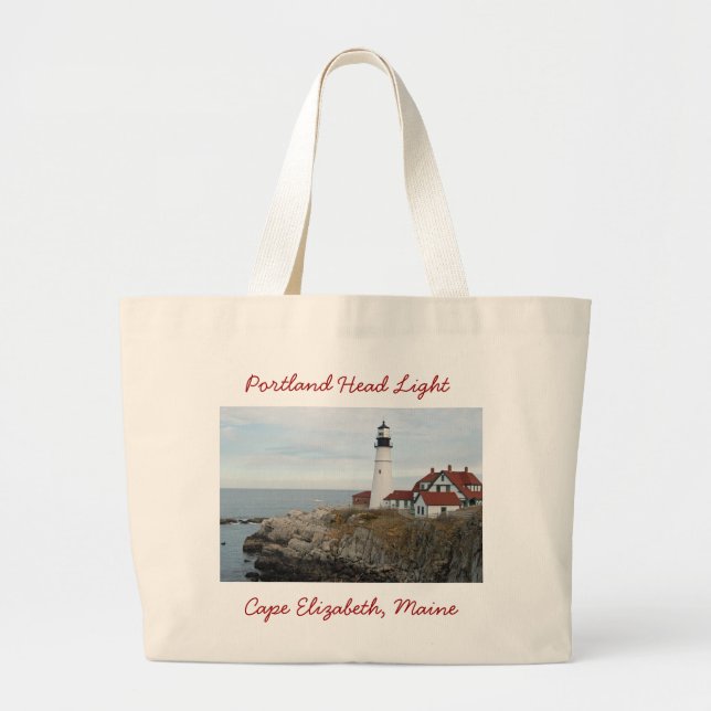 Portland Head Light Large Tote Bag (Front)
