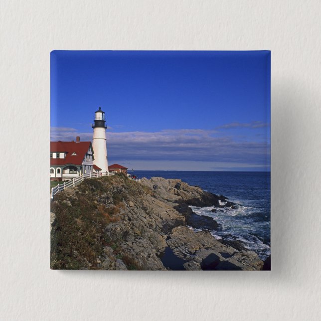 Portland Head Light Lighthouse Maine 15 Cm Square Badge (Front)