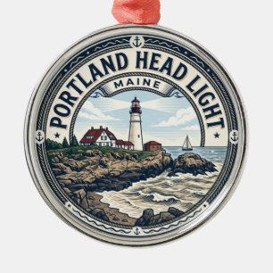 Portland Head Light Maine Metal Tree Decoration
