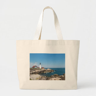 Portland Head Light ovelooking Casco Bay Large Tote Bag