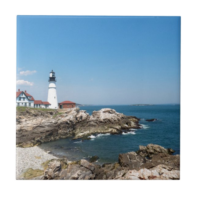 Portland Head Light ovelooking Casco Bay Tile (Front)