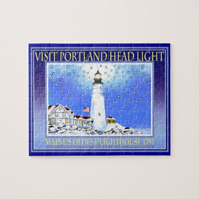 Portland Head Light Puzzel With Tin by Bonhovey Jigsaw Puzzle (Horizontal)