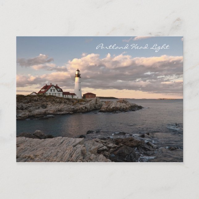 Portland Head Light Sunset Postcard (Front)