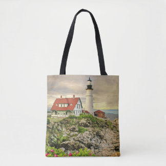 Portland Head Light Tote Bag with different photos
