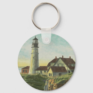 Portland Head Light Watercolor Key Ring