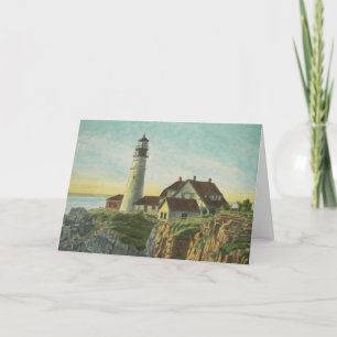 Portland Head Light Watercolor Thank You Card