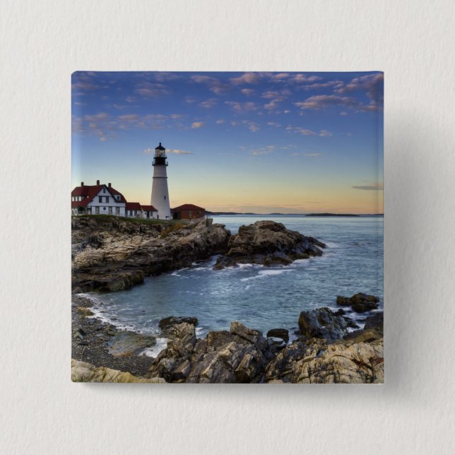 Portland Head Lighthouse 15 Cm Square Badge (Front)