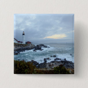 Portland Head Lighthouse at Sunrise 15 Cm Square Badge