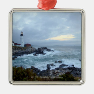 Portland Head Lighthouse at Sunrise Metal Tree Decoration