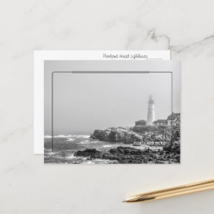 Portland Head Lighthouse Black & White Postcard