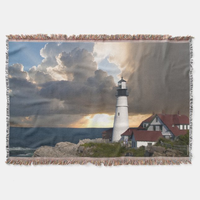 Portland Head Lighthouse Cape Elizabeth Maine Throw Blanket (Front)
