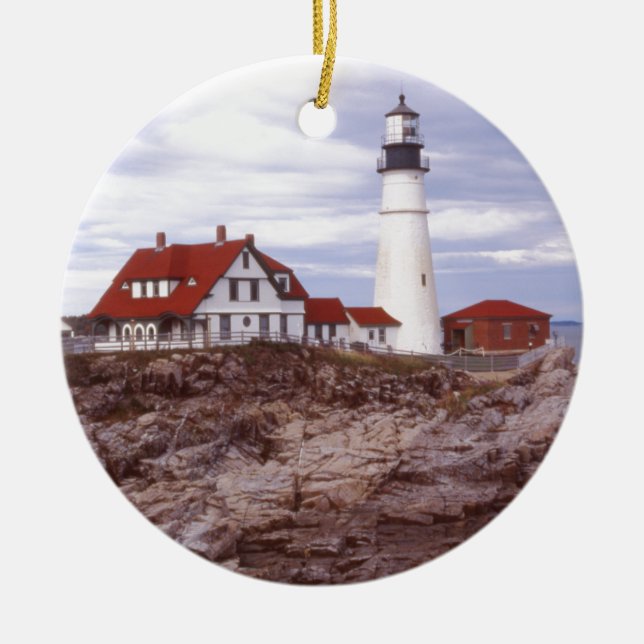 Portland Head Lighthouse Ceramic Tree Decoration (Front)