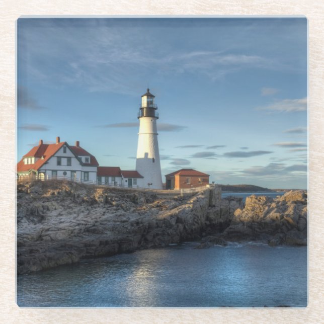 Portland Head Lighthouse Glass Coaster (Front)
