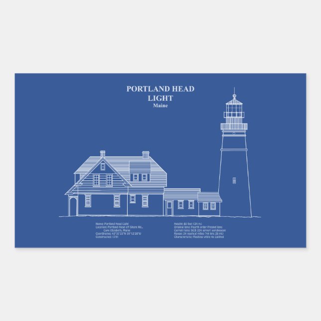 Portland Head Lighthouse - Maine – AD Rectangular Sticker (Front)
