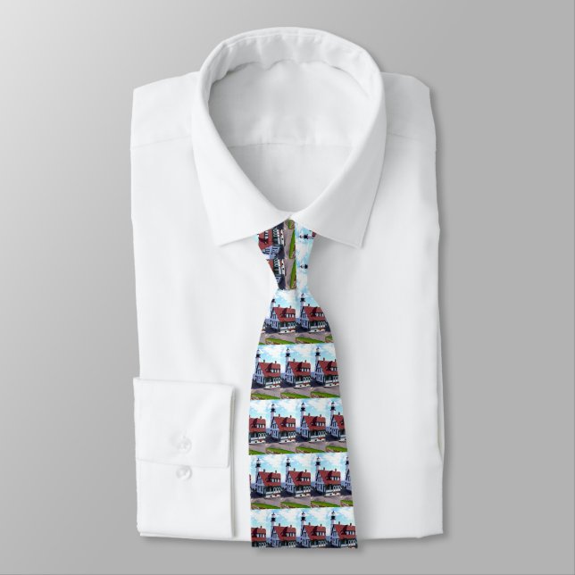 Portland Head Lighthouse, Maine Mens Tie (Tied)