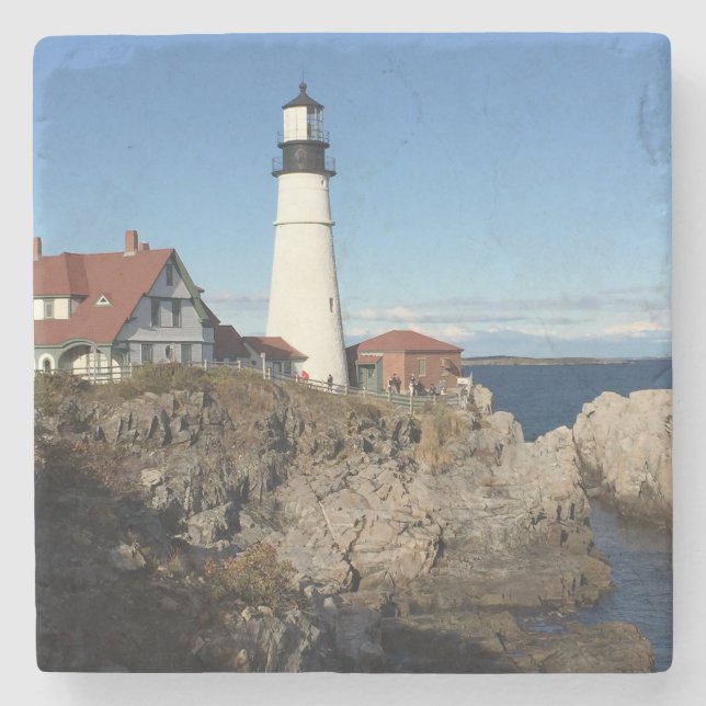 Portland Head Lighthouse Maine Stone Coaster (Front)