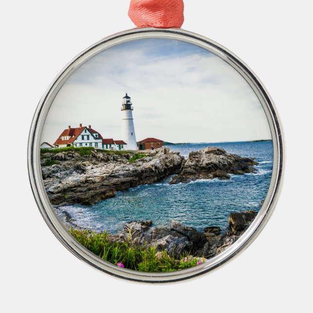 Portland Head Lighthouse. Metal Tree Decoration (Front)