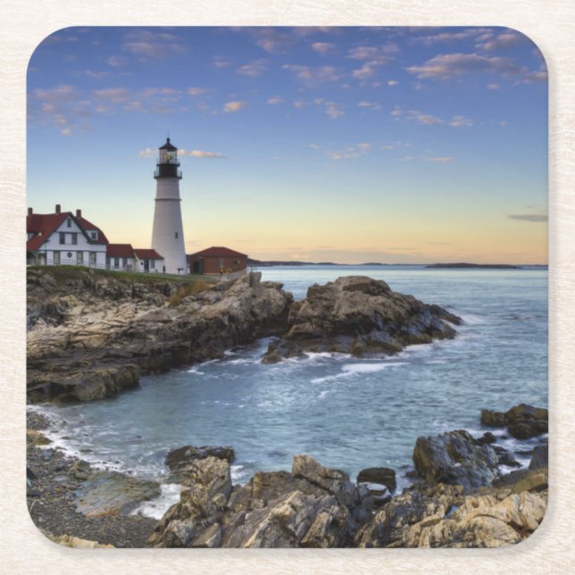 Portland Head Lighthouse Square Paper Coaster (Front)