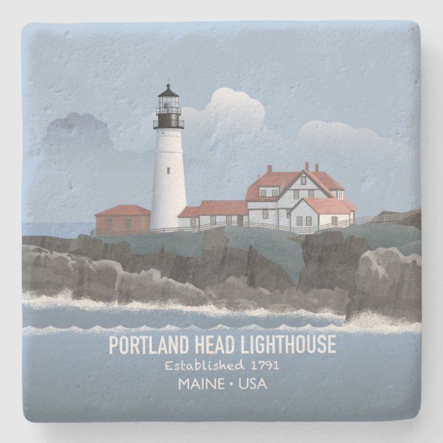 Portland Head Lighthouse Stone Coaster (Front)