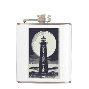 Portland Head Maine Lighthouse Moon Hip Flask