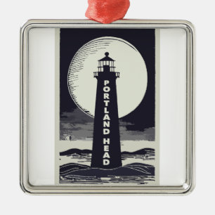 Portland Head Maine Lighthouse Moon Metal Tree Decoration