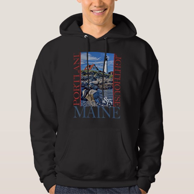 Portland Lighthouse Maine 1875 Design Hoodie (Front)