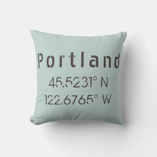 Portland Longitude Latitude Throw Pillow