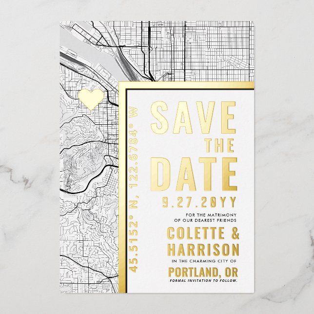 Portland Love Locator | Wedding Save the Date (Front)