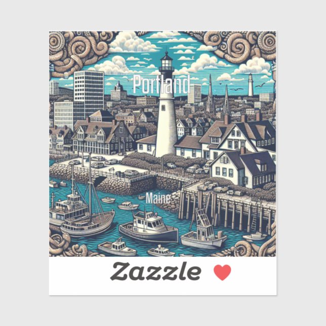 Portland Maine 3 Inch Vinyl Sticker (Sheet)