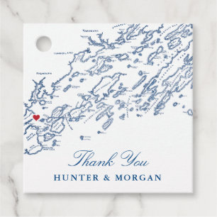 Portland Maine Casco Bay Map Navy Blue Wedding Favour Tags