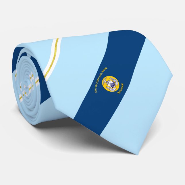 Portland (Maine) city flag Neck Tie (Rolled)