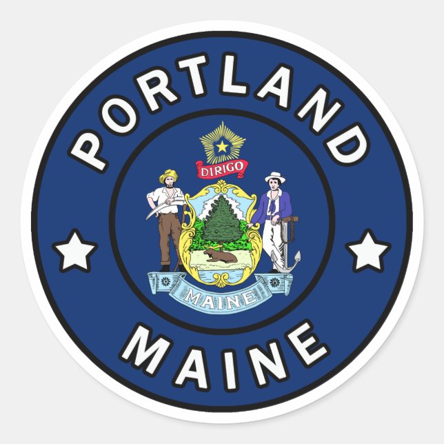Portland Maine Classic Round Sticker (Front)