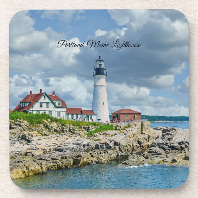Portland, Maine lighthouse (labelled) Coaster (Front)
