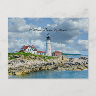 Portland, Maine lighthouse (labelled) Postcard