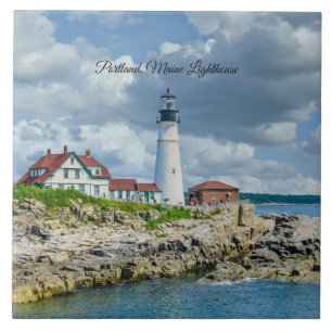 Portland, Maine lighthouse (labelled) Tile
