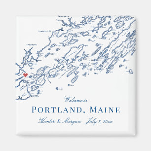 Portland Maine Map Elegant Wedding Favour Magnet