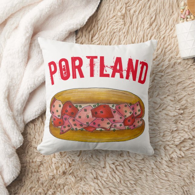 Portland Maine ME Lobster Roll Seafood Sandwich Cushion (Blanket)